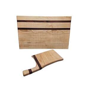 Handmade Food Safe Cutting Chopping Board Set Maple and Mahogany Large &‎ Small